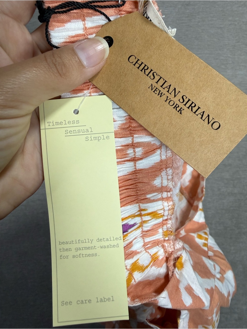 Christian Siriano Linen Rayon Wide Leg Pants Ikat Print Peach Purple Size L - Picture 5 of 10